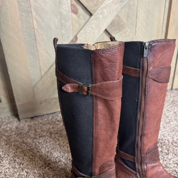 Frye Anna Gore tall whiskey Brown Leather Boots Size 7.5 - Picture 9 of 12